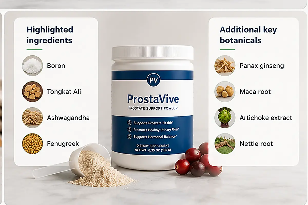 ProstaVive highlighted botanical and nutritional ingredients